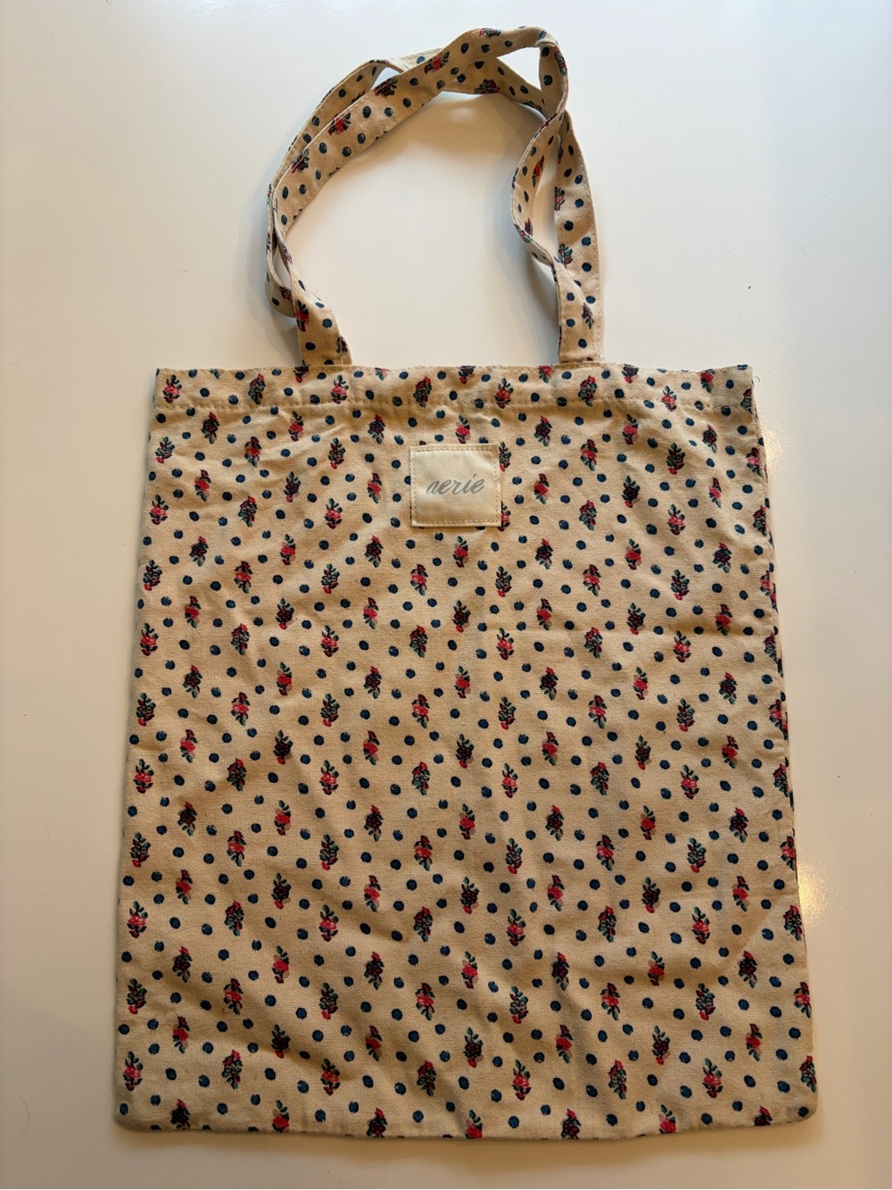 Aerie‎ Floral Polka Dot Fabric Tote Bag
